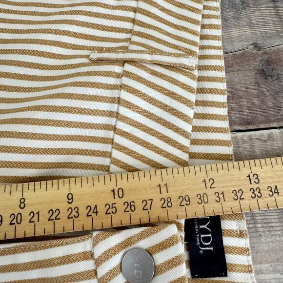 NYDJ Pants Women's 12 Cotton Blend Straight Leg Classic Tan Stripe - Picture 10 of 13